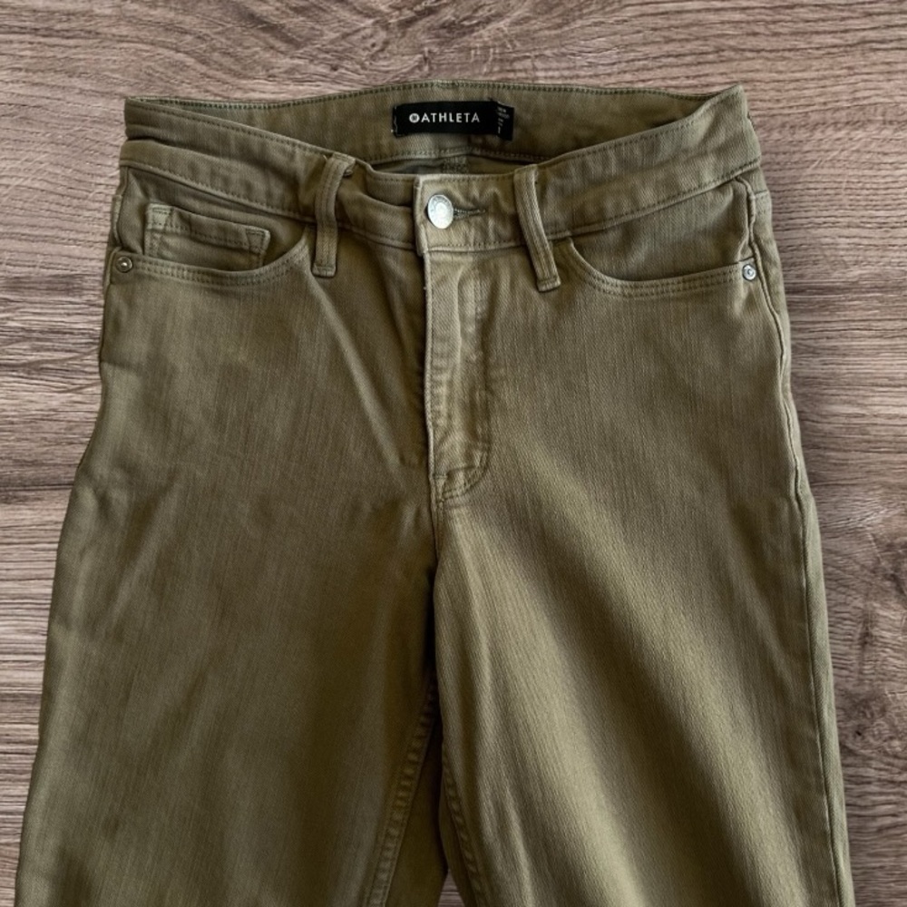 Athleta Flex Straight Crop Jean Olive Green Sz:2